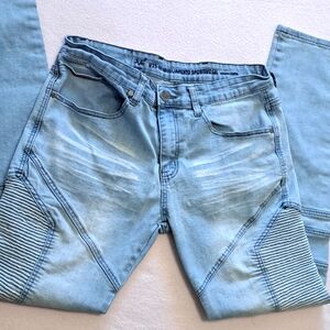 V19-69 Italia distressed denim jeans 34 straight leg